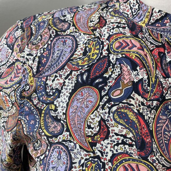 J Crew Liberty Art Fabrics Womens 2 Paisley Button Front Popover Shirt Blouse - Picture 9 of 11